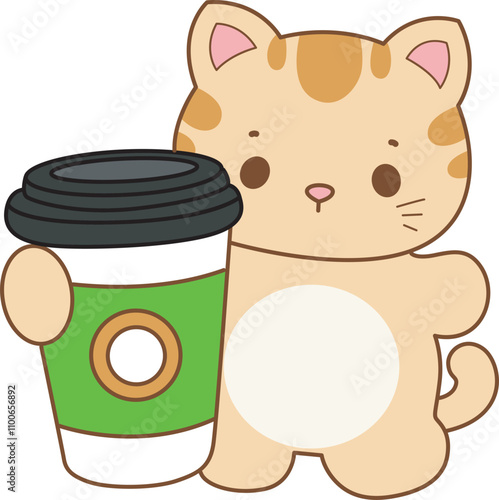 Illustration of cute kitty icon.
Funny cat in daily activities elements.
