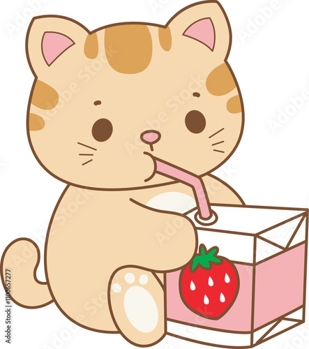 Illustration of cute kitty icon.
Funny cat in daily activities elements.
