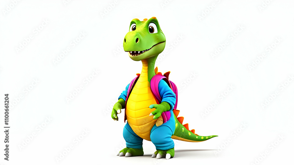 Obraz premium Dinosaur cute character isolated for text, on white background 