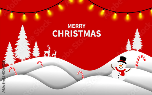 Merry Christmas greeting card vector background design.