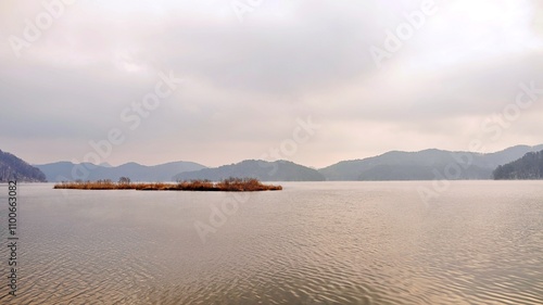 Winter scenery of Daecheong Lake in Korea photo