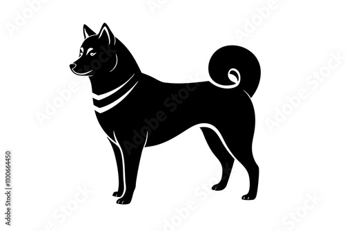 Shiba Inu Dog Silhouette Vector Illustration on White Background