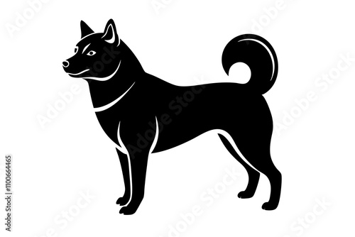 Shiba Inu Dog Silhouette Vector Illustration on White Background