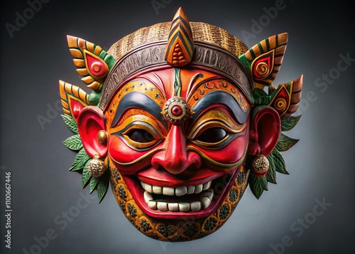 Exquisite Indonesian Mask Displayed on a Grey Background - Captivating Topeng and Maschera for Cultural and Artistic Photography photo