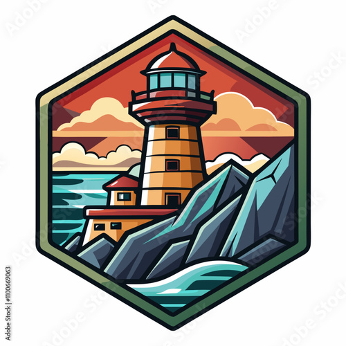 lighthouse emblem logo design