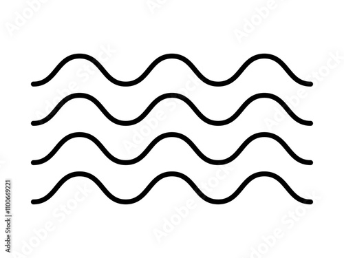 高波のお天気線画アイコン_線幅編集可能