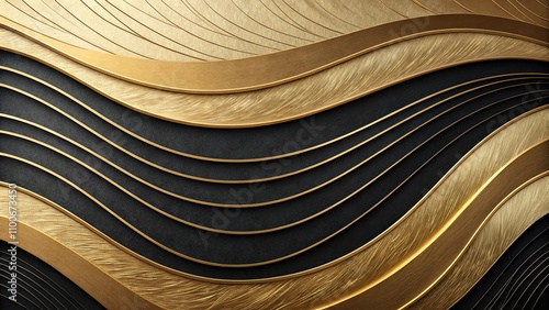 Abstract background with elegant gold and black waves, waves, abstract, background, elegant, gold, black, design, modern