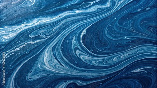 Abstract swirling background with flowing marbleizing liquid pattern in dark blue colors blend , liquid, marble