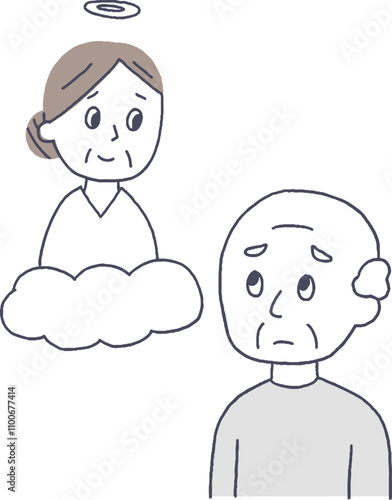 他界した妻を悲しむシニア男性