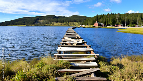 Baikal, Olkhon. Remains of the pier of the fish factory at the Peschanoye tract