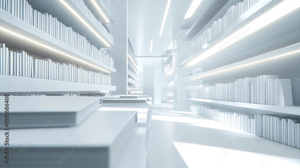 Obraz premium Bright Minimalist Study Room with AI Elements