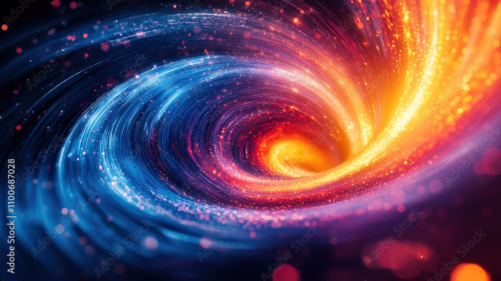 Obraz premium Colorful abstract lines swirling in different directions, enhanced with a glowing effect, creating a vibrant and dynamic visual.