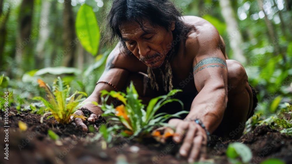 Fototapeta premium Environmental problems intersecting with indigenous land rights and resource conservation