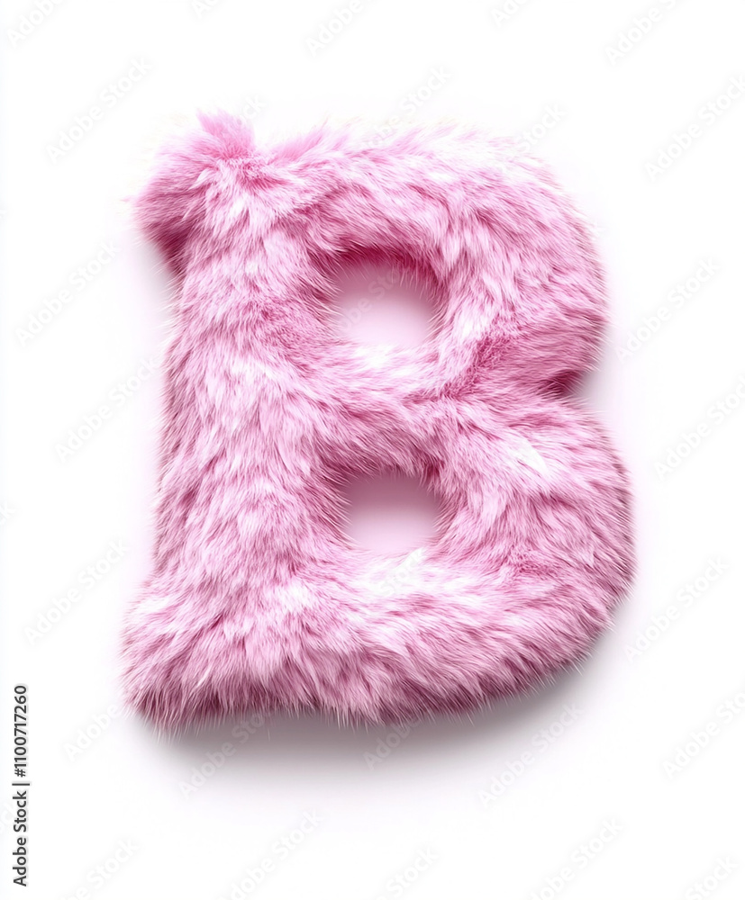 Light pink color Fur letter B on white background Light pink color Fur letter B on white background