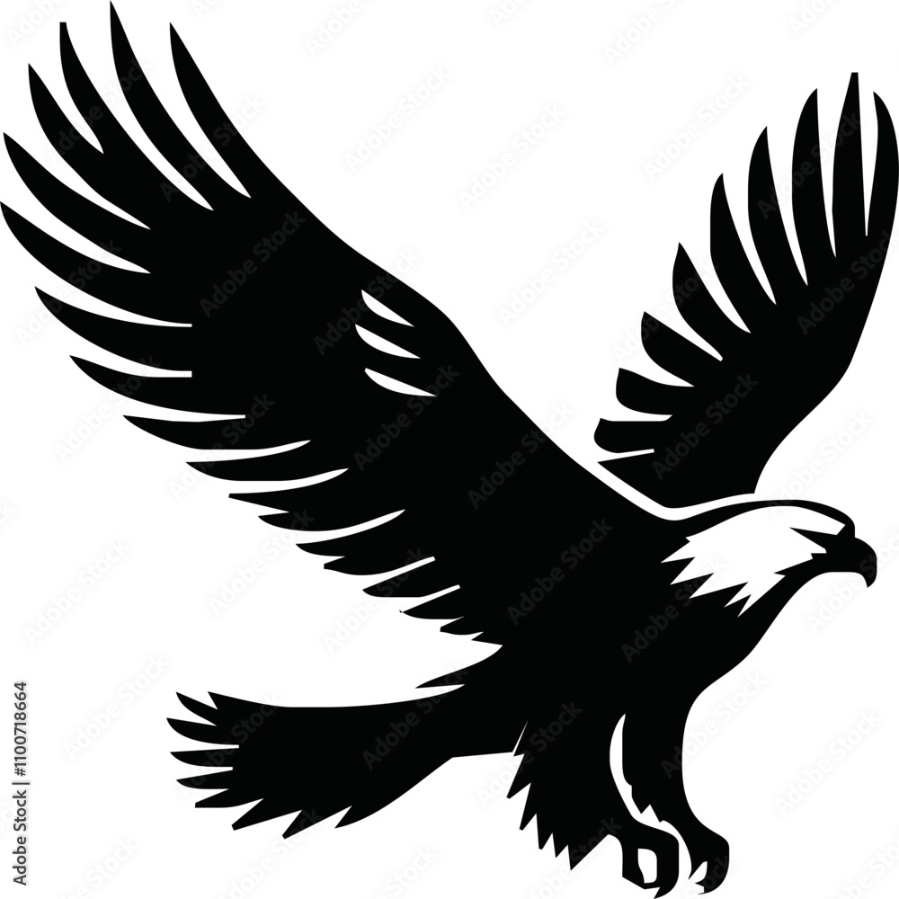 Obraz premium Eagle, silhouette of eagle, Eagle logo, icon, Logo, Vector graphic of eagle icon. Black and White Silhouette EPS10