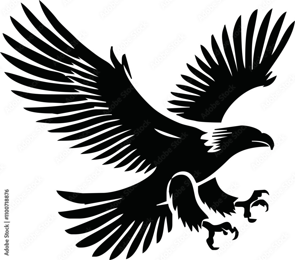 Obraz premium Eagle, silhouette of eagle, Eagle logo, icon, Logo, Vector graphic of eagle icon. Black and White Silhouette EPS10
