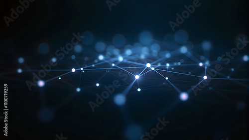 Abstract connected dots and lines illustration on a dark background for technology concepts