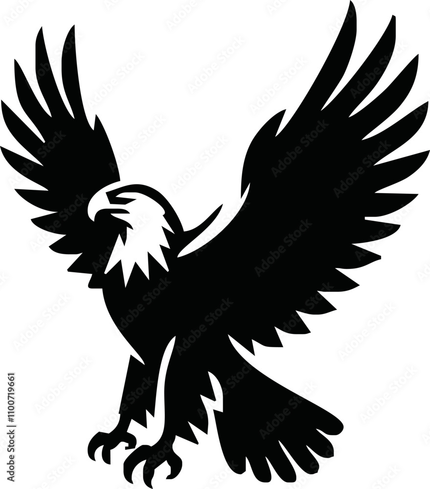 Obraz premium Eagle, silhouette of eagle, Eagle logo, icon, Logo, Vector graphic of eagle icon. Black and White Silhouette EPS10