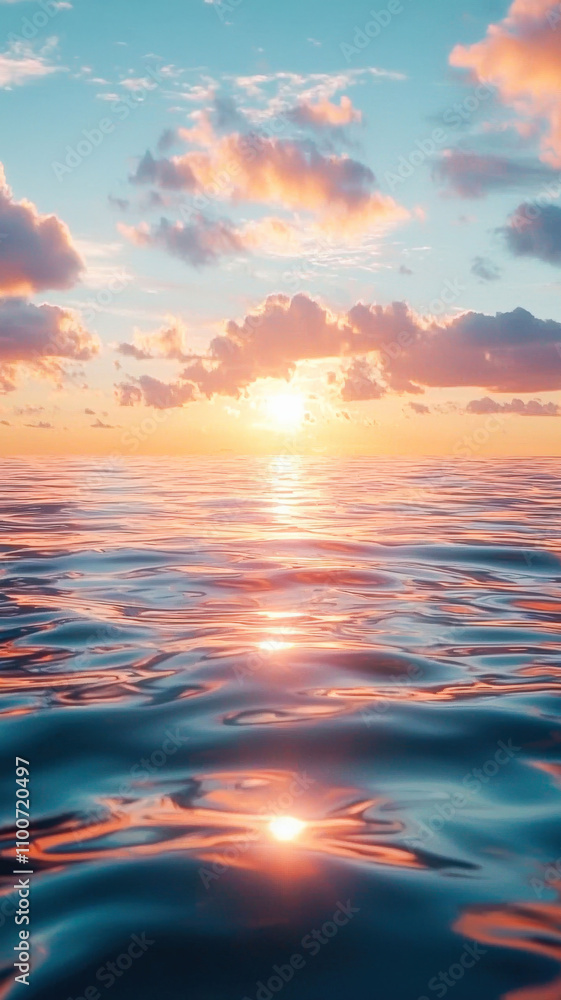 Fototapeta premium Calming ripples spreading across a tranquil water surface, capturing a peaceful, meditative atmosphere with soft reflections and gentle motion. 
