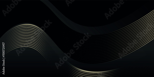 black and gold luxury background with dynamic wave composition.
