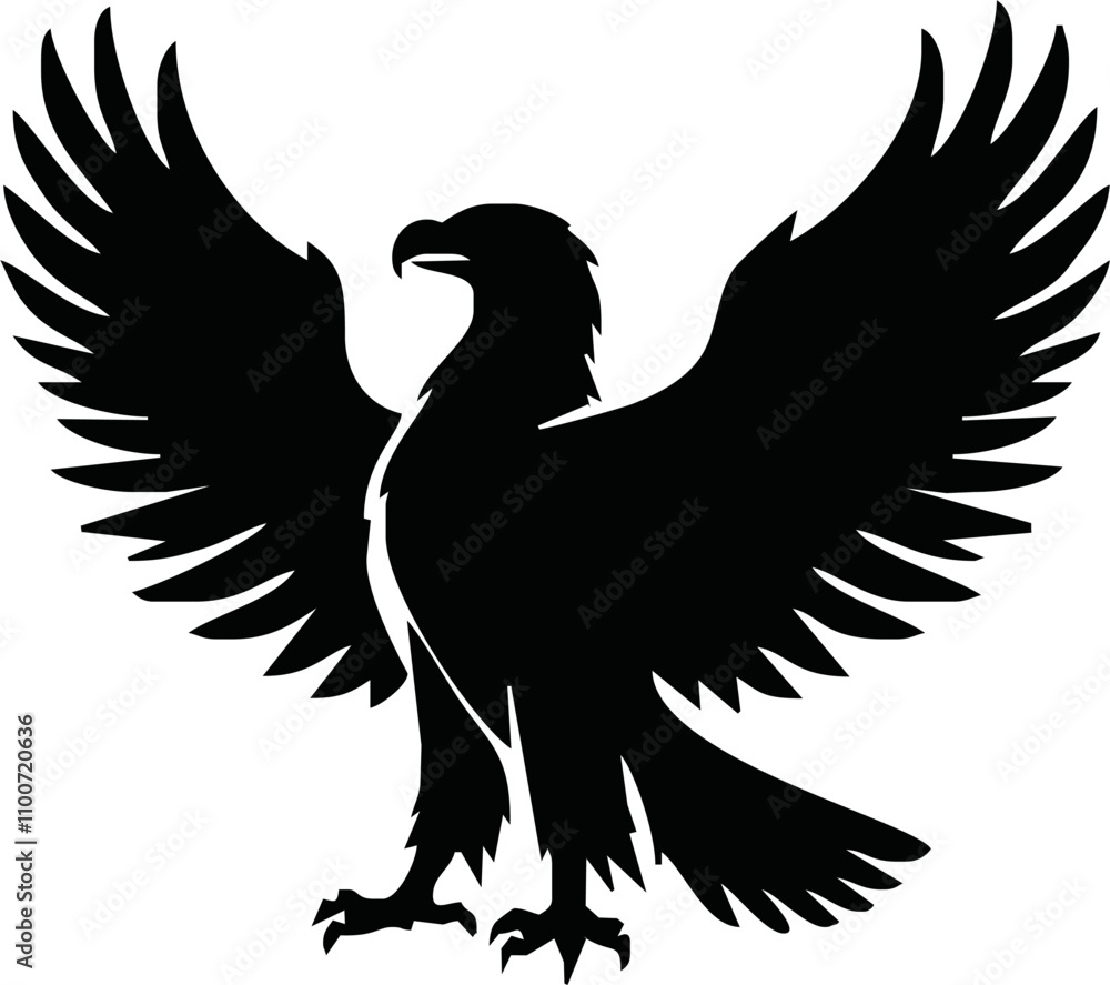Obraz premium Eagle, silhouette of eagle, Eagle logo, icon, Logo, Vector graphic of eagle icon. Black and White Silhouette EPS10