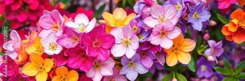 Vibrant blossoms in a variety of colors blooming during spring, spring, variety