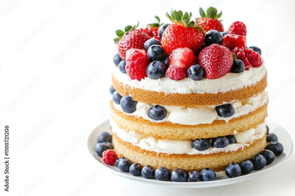 Delicious Strawberry and Blueberry Cake Delicious Strawberry and Blueberry Cake