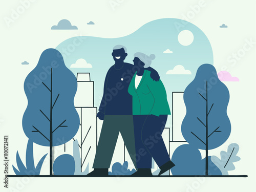 Senior Couple Stroll: Love and Companionship in Retirement