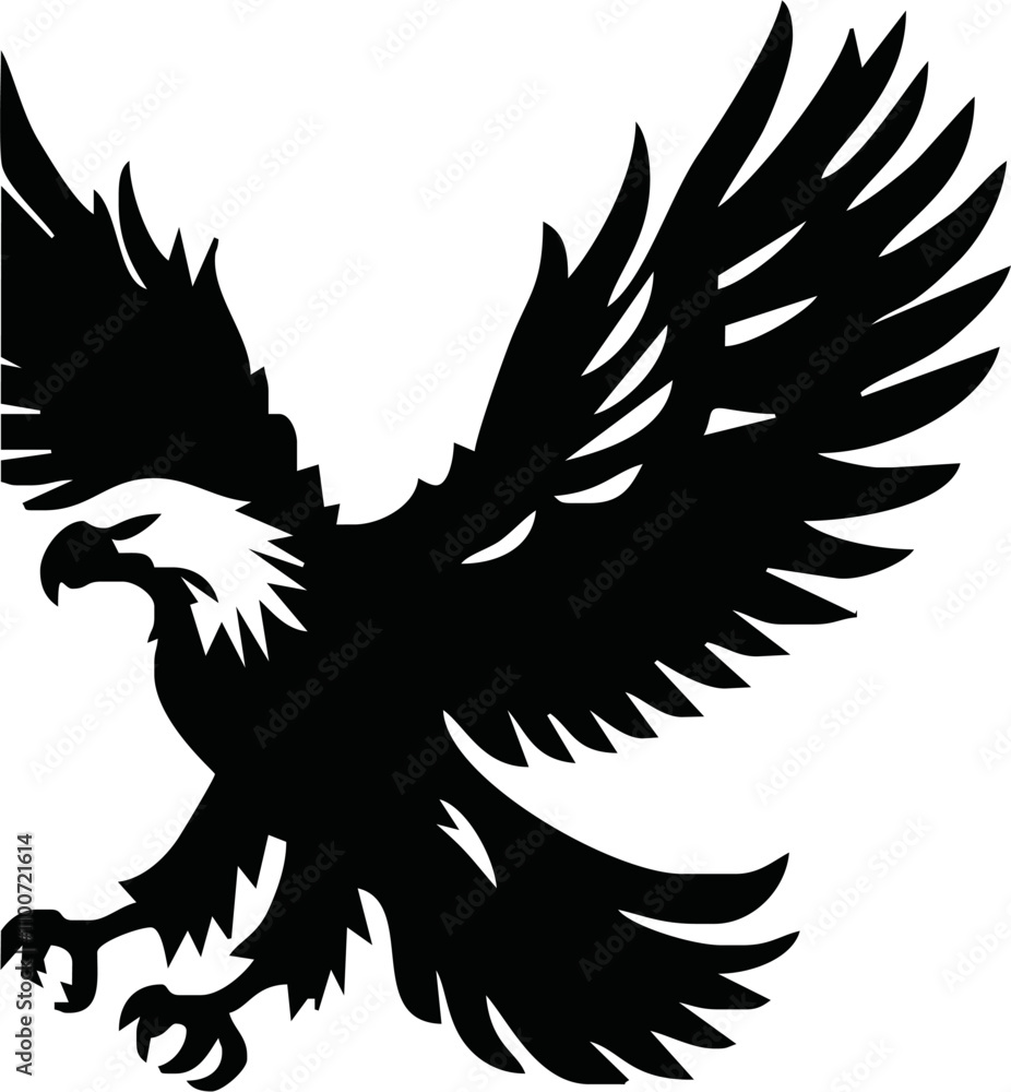 Obraz premium Eagle, silhouette of eagle, Eagle logo, icon, Logo, Vector graphic of eagle icon. Black and White Silhouette EPS10