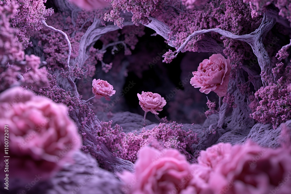 custom made wallpaper toronto digitalBlooming pink roses creating a magical fairy tale forest