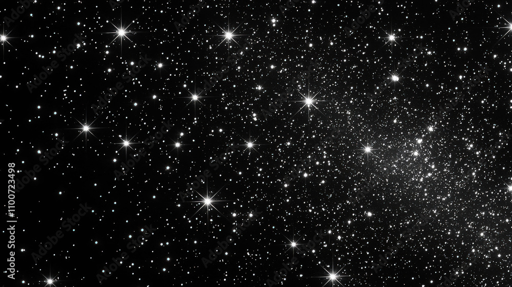 Fototapeta premium Scattered stars twinkle against a deep black background, creating a cosmic and dreamy celestial pattern, perfect for a night sky-inspired phone wallpaper.