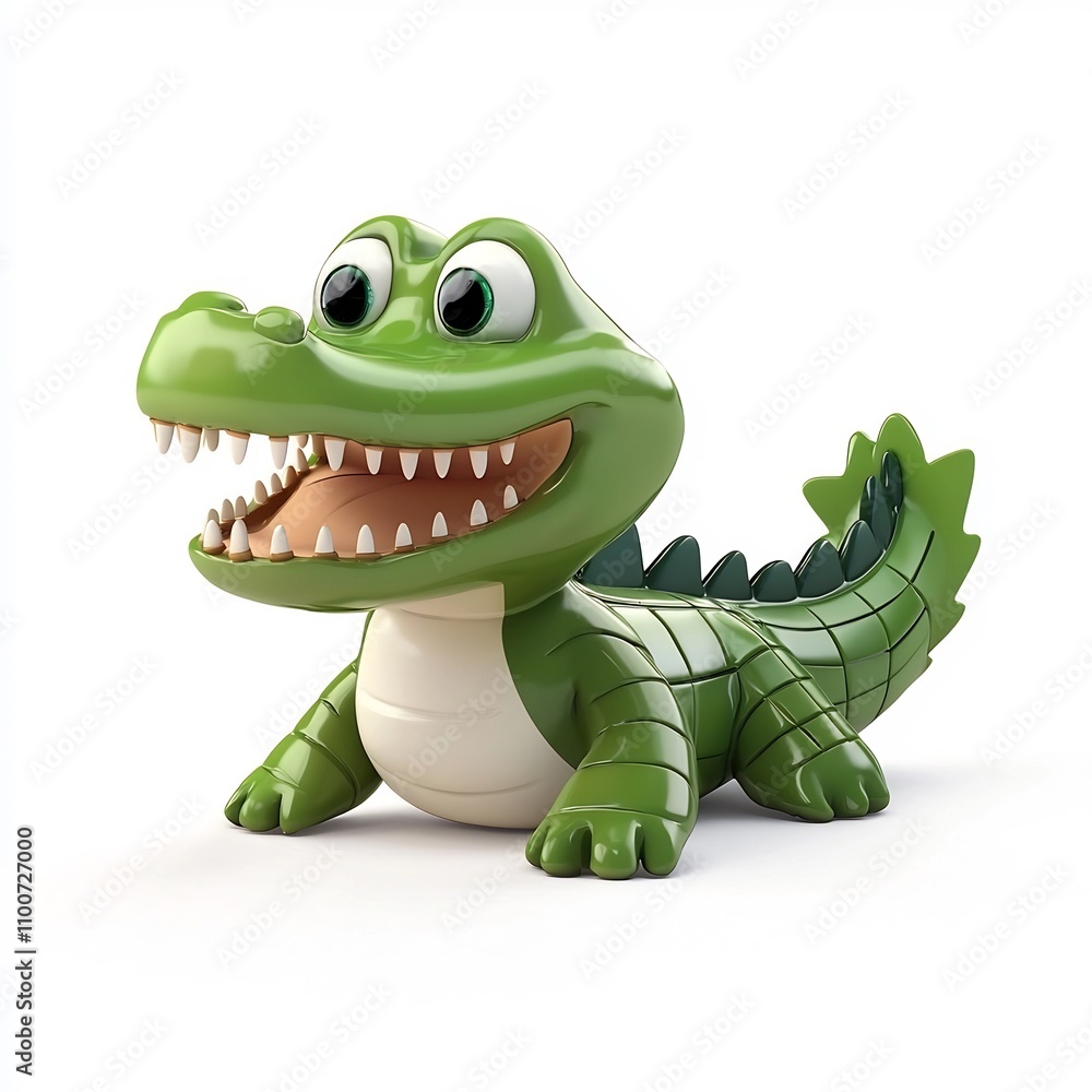 Fototapeta premium Adorable 3D Cartoon Crocodile Creature in Minimalist Rendering