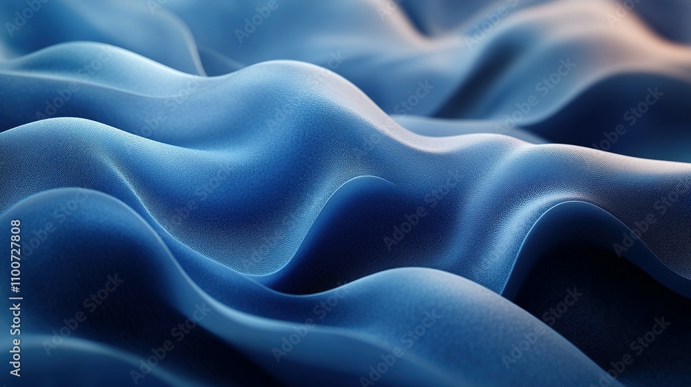 Obraz premium Abstract Blue Fabric Waves Smooth Surface Texture