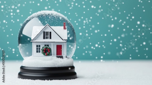 A snow globe with a house inside it