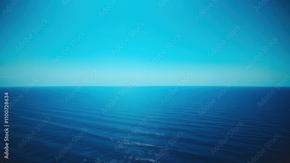 Obraz premium A beautiful panoramic view of the tranquil horizon where the vast ocean meets the sky, creating a sense of infinite space and serenity, sky, nature