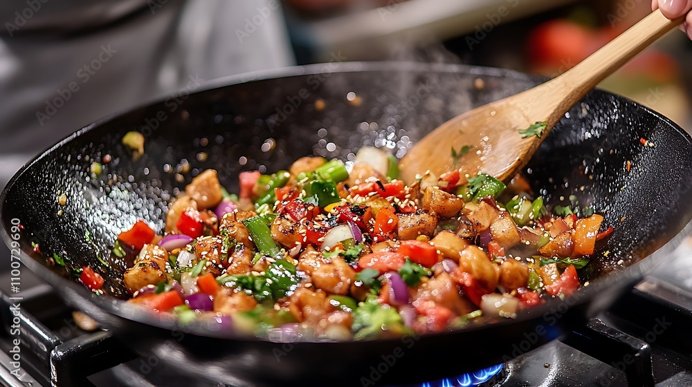 A person is cooking vegetables in the kitchen A person is cooking vegetables in the kitchen
