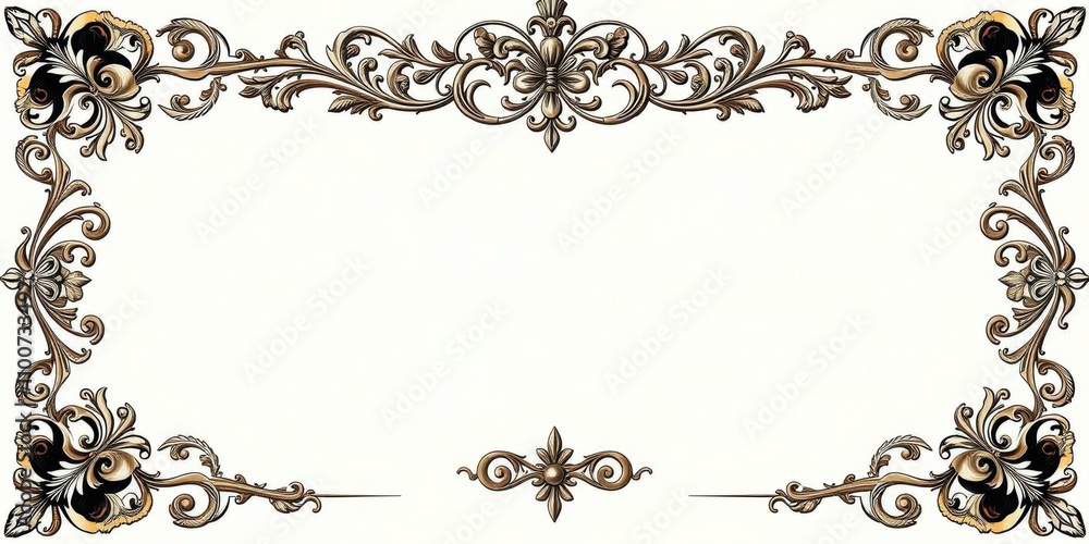 Obraz premium Vintage ornate frame with intricate floral and swirl patterns, intricate, aged