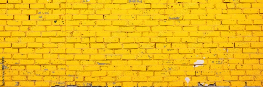 Obraz premium Yellow brick wall background with rough texture and vibrant color, Brick wall, Exterior