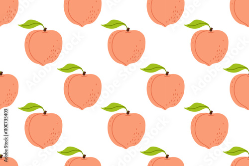 Bright peach pattern on a white background showcasing fresh fruit design for decoration