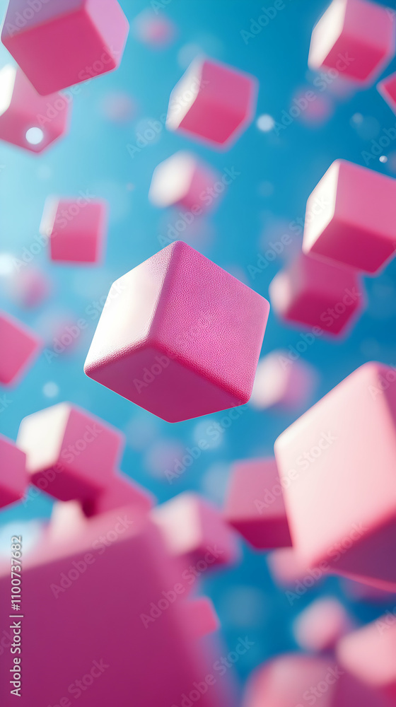 Obraz premium Pink Cubes 3D Abstract Background