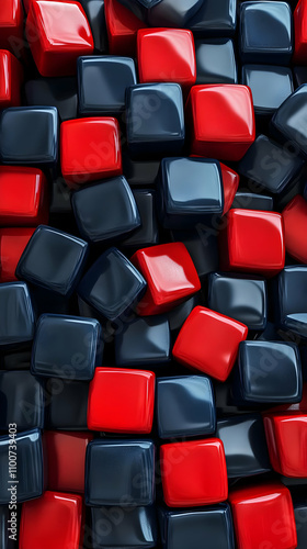 Wallpaper Mural Red and Blue 3D Cubes Abstract Background Torontodigital.ca