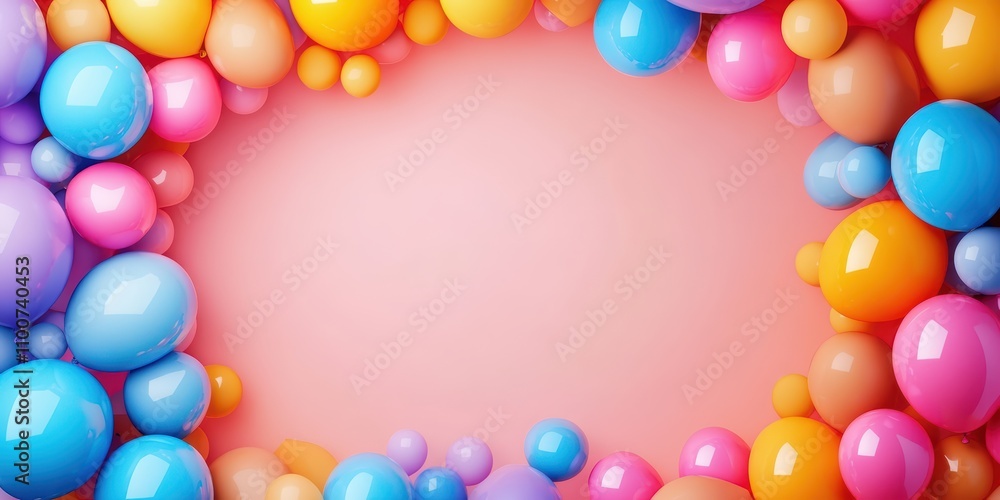 Colorful 3D Bubbles and Spheres on Pink Background for Design Use Colorful 3D Bubbles and Spheres on Pink Background for Design Use
