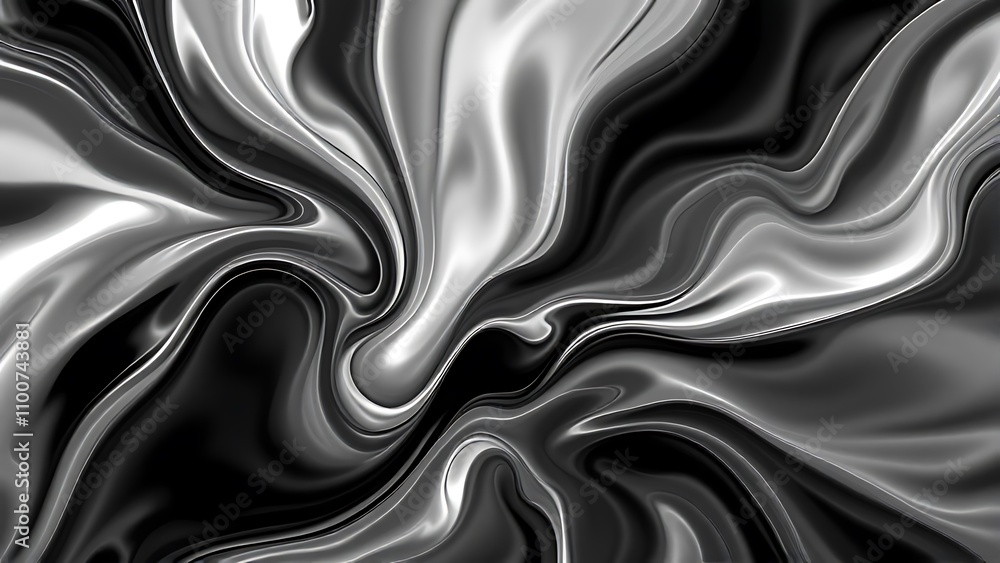 Obraz premium Psychedelic grungy white and black noise chrome liquid background