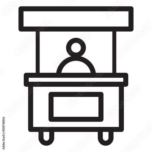 Sales booth symbol Icon. Web app ui sign logo of promotional street store vendor in market. Vector set collection of seller event promo kiosk display counter stall.