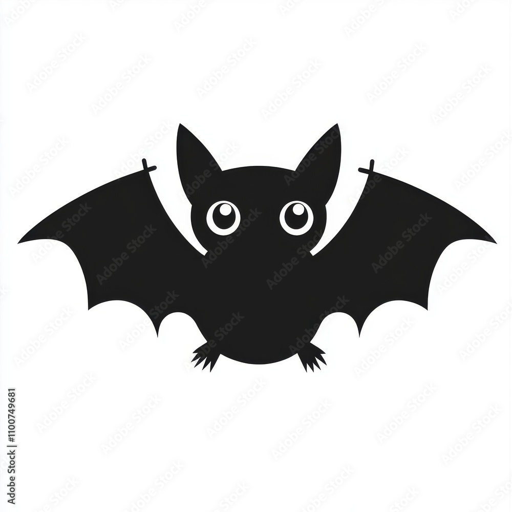 Fototapeta premium cut little black halloween bat icon simple design on a white background