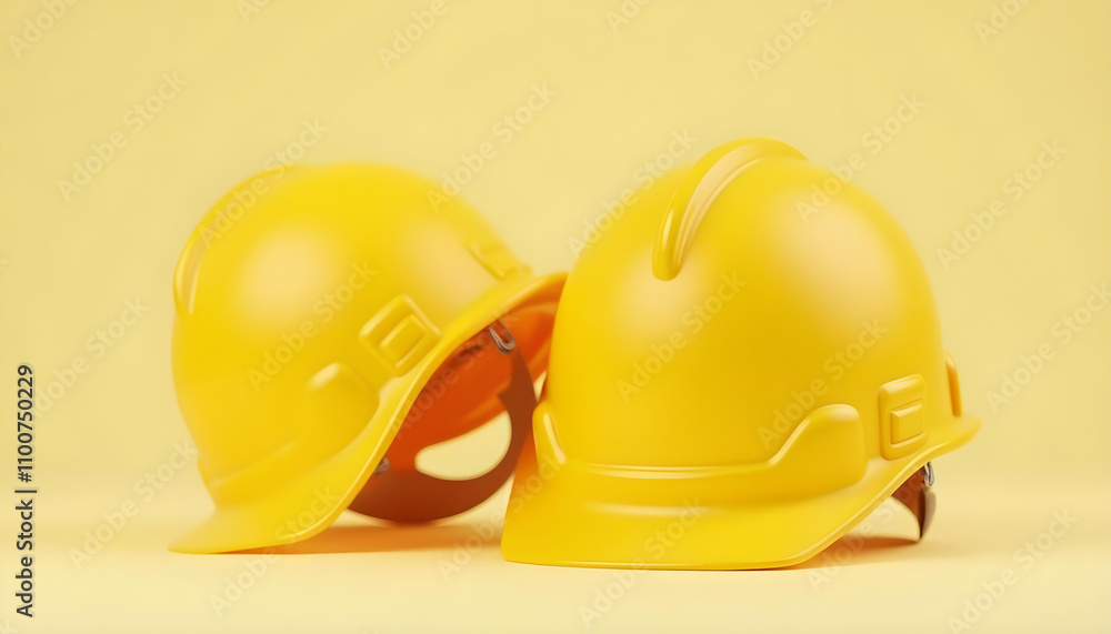 Fototapeta premium 3d render yellow helm safety engineer