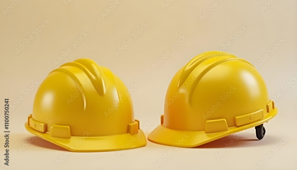Fototapeta premium 3d render yellow helm safety engineer