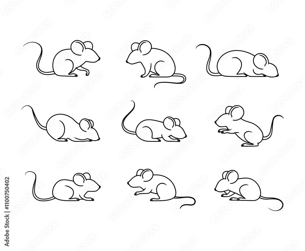 Fototapeta premium A Collection of Professional Vector Mouse Poses Template