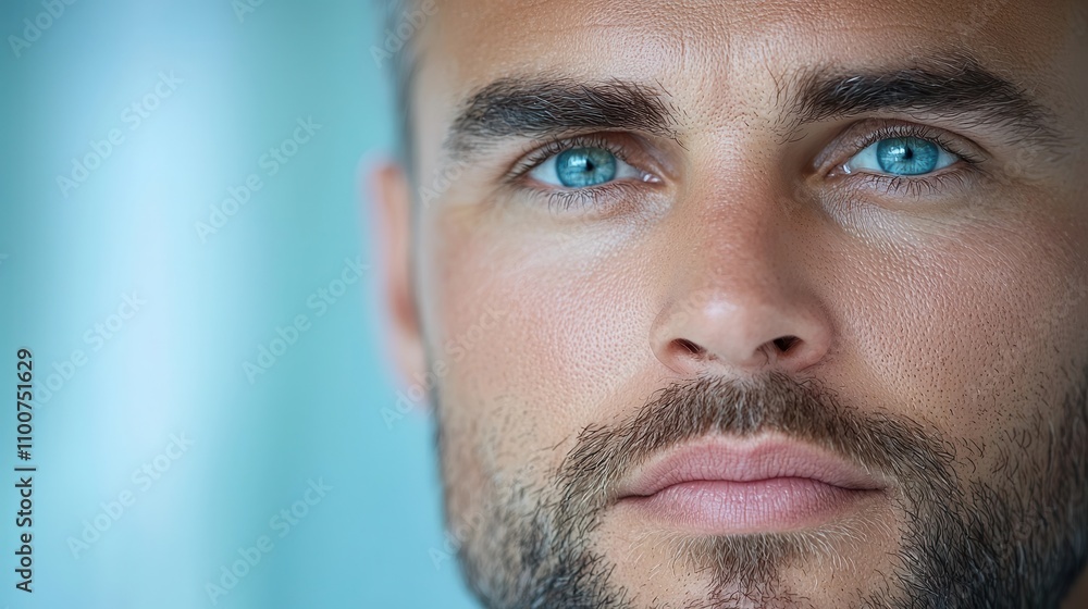 Obraz premium Intense Piercing Gaze of a Thoughtful and Confident Mature Male Professional in a Studio Setting Conveying a sense of authority leadership and introspection