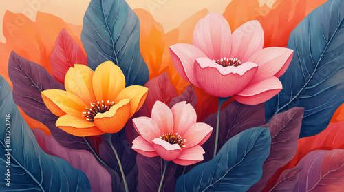 beautiful flowers painting concept design, Generative Ai